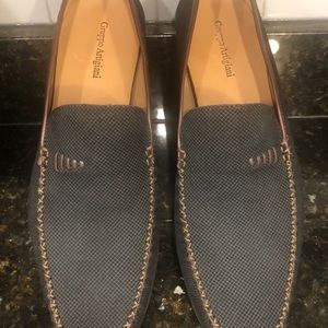 Black brown loafer with tan trim; like new